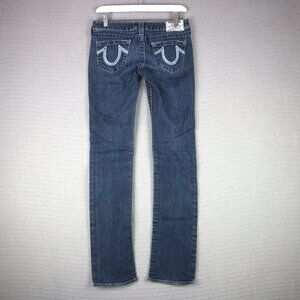 True Religion Embroidered Slim Skinny Straight Denim Jeans Womens 26W USA